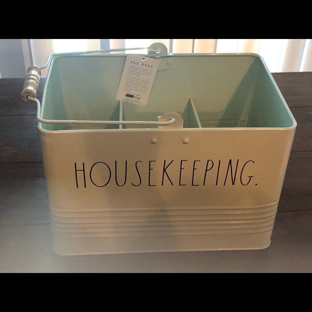 Rae Dunn large metal housekeeping tin
